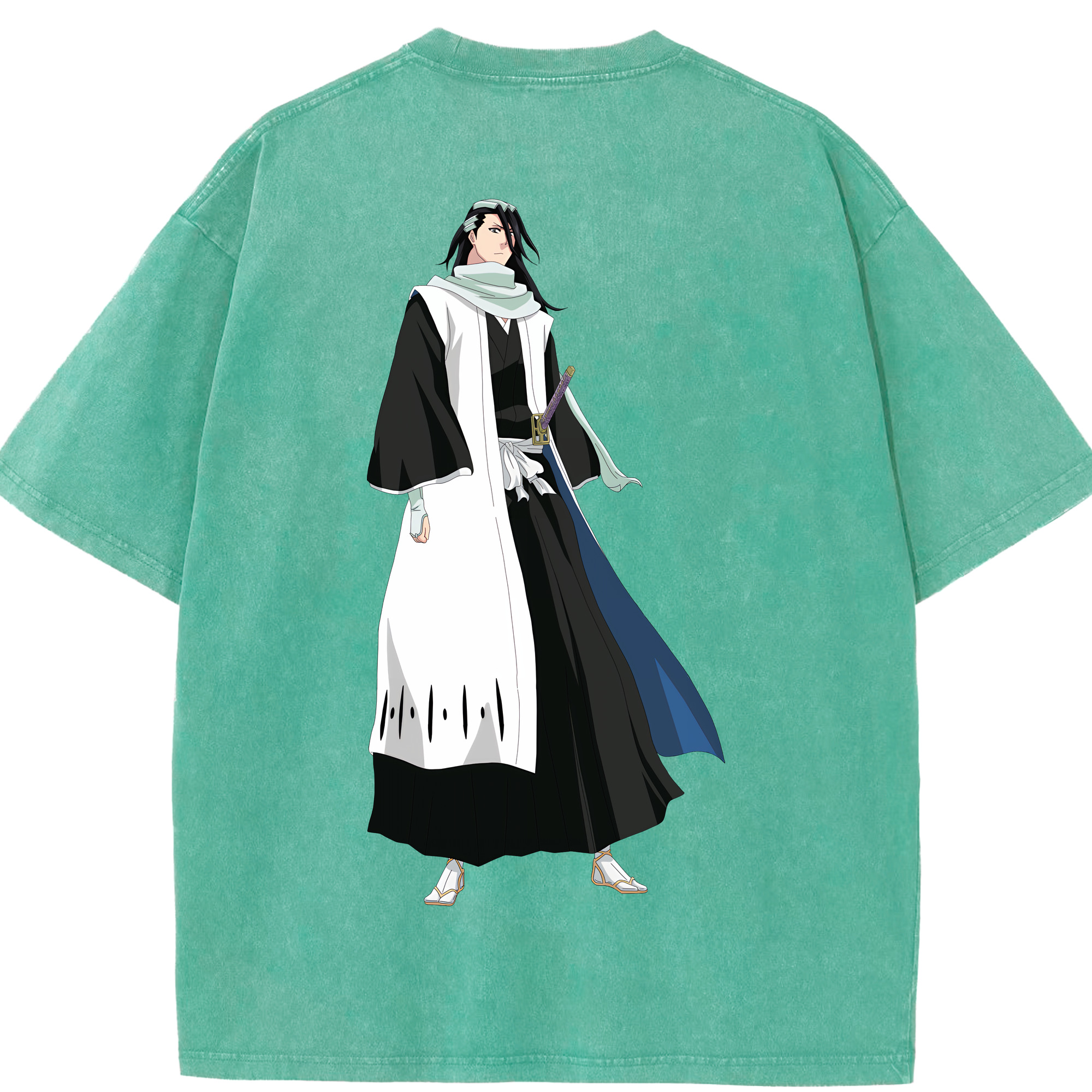 （画像用） ブリーチ くちき びゃくや BLEACH Kuchiki Byakuya 綿100% ヴィンテージ風 半袖Tシャツ（背面プリント）